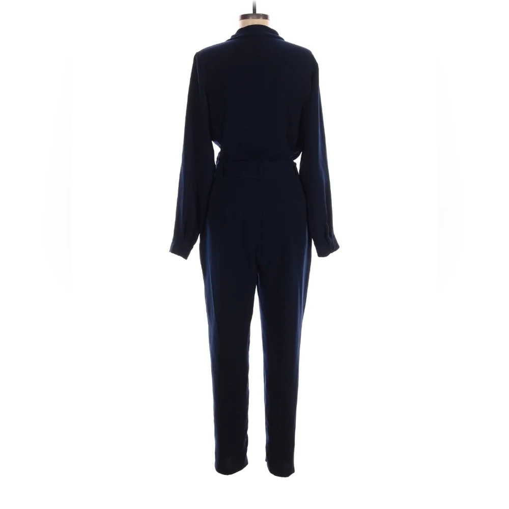NWT Sezane Heaven Marine Jumpsuit Wrap Front Belted US 10 UK 14 Lightweight - Picture 4 of 14